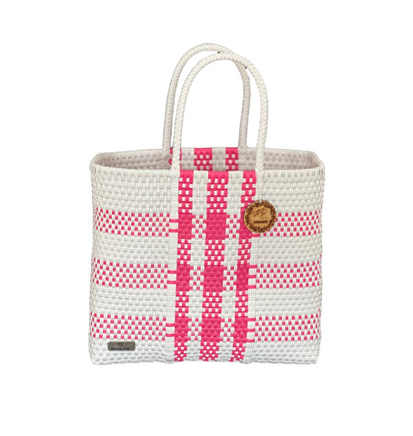 White Barbie Pink Checkered tote