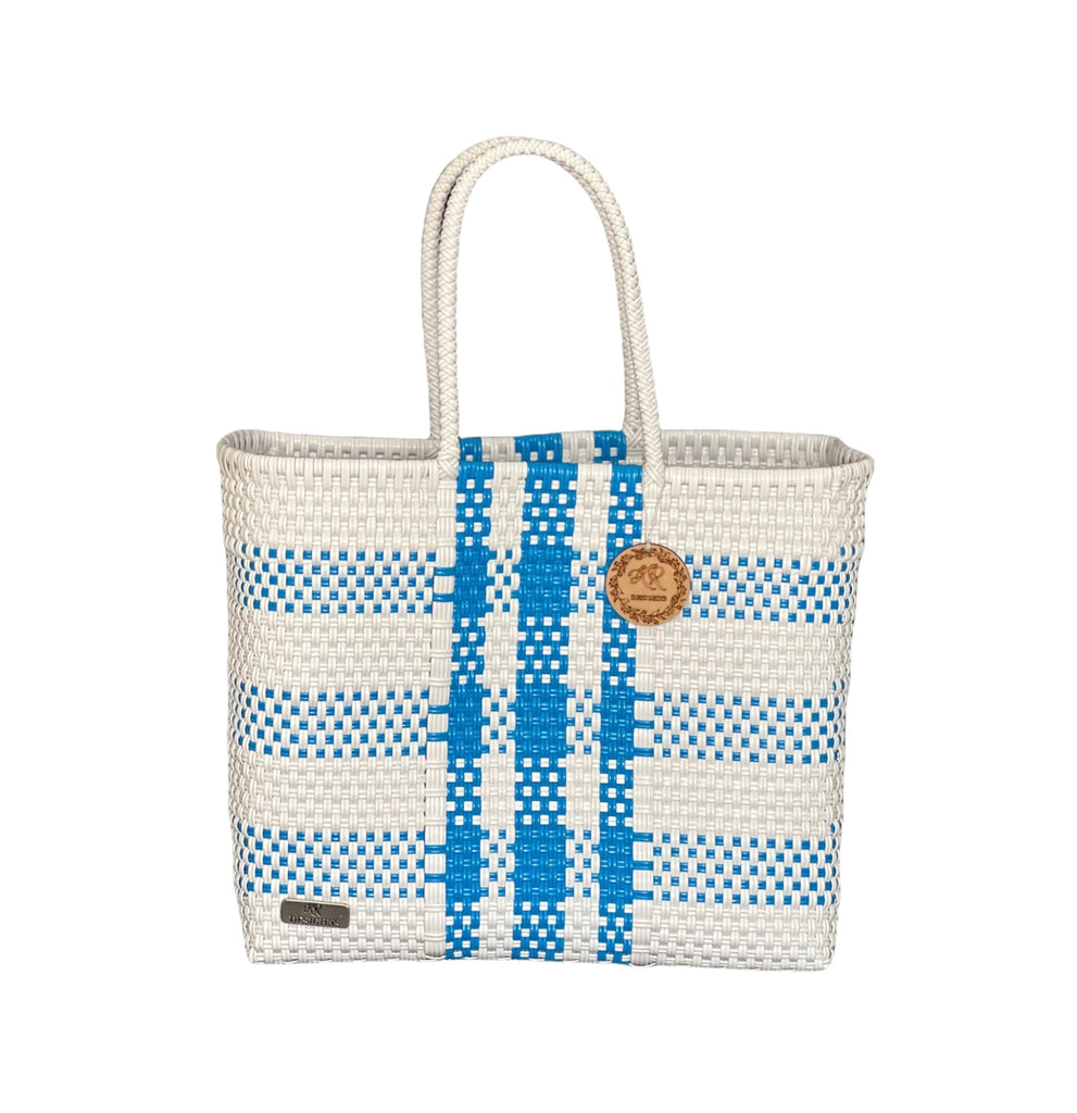 Blue white checkered tote